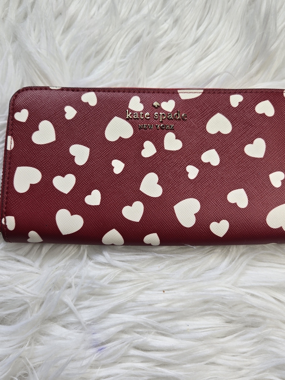 kate spade Red Heart Zip-Around Continental Wallet